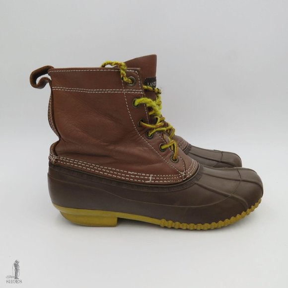 Lands End Shoes - Lands End Brown Leather Rubber Lace Up Rain Duck B